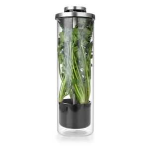 juxyes fresh herb keeper saver asparagus container pod, fresh herb keeper container herb storage container for cilantro, mint, parsley, asparagus, keep greens fresh, glass material, 12.6" height