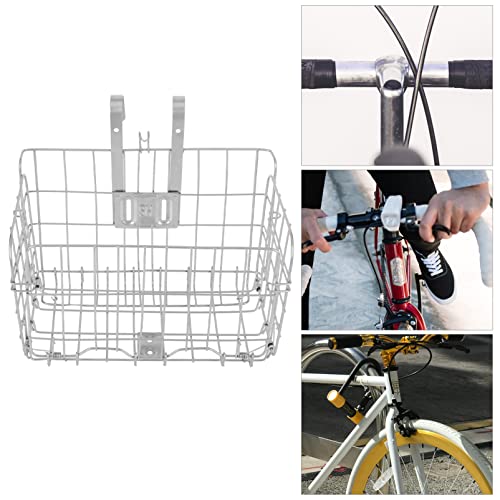 CIYODO 1pc Silver Rack Wire Holder with Baskets Metal Rear Hanging Folding Storage Bicycles Handlebar Bike Basket Cruisers for Accessories Lid Iron Back in Accessory Outdoor Collapsible