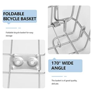 CIYODO 1pc Silver Rack Wire Holder with Baskets Metal Rear Hanging Folding Storage Bicycles Handlebar Bike Basket Cruisers for Accessories Lid Iron Back in Accessory Outdoor Collapsible