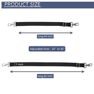 Premium Horse Blanket Sheet Leg Straps, Replacement Stretchy Belly Strap with Double Swivel Snaps, Adjustable Length from 24 to 42 Inch Black(2 Pcs)