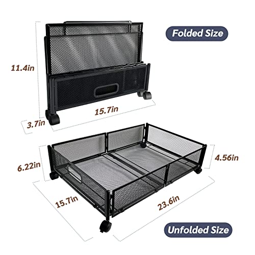 Yoleduo Bedroom Under Bed Storage With Wheels Removable Large Wrought Iron Clothes Under Bed Storage Basket Movable Foldable Space-saving Floor Rack Under Bed Storage Bins Drawer(1 piece, Black)