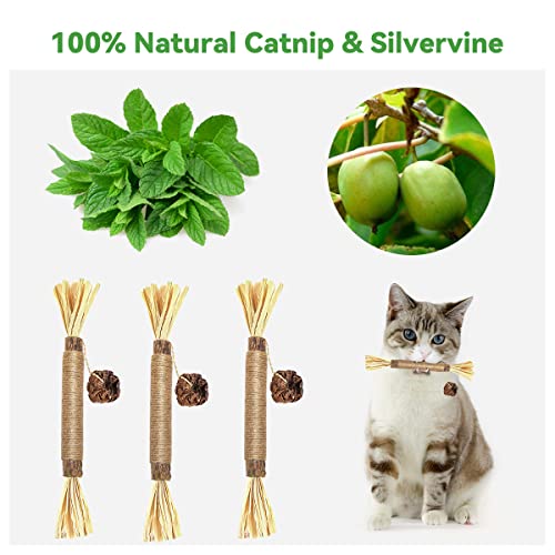 Aucenix Silvervine Sticks for Cats Lick - Silvervine Blend Sticks for Kittens Chewing,Natural Silvervine Cat Chew Sticks for Teeth Cleaning and Stress Release