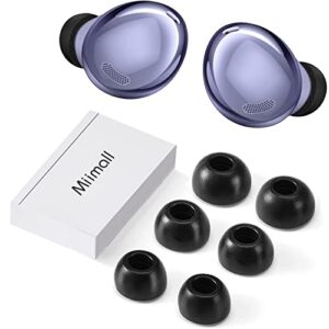 [3 pairs] miimall compatible for samsung galaxy buds pro ear tips foam, ultimate fit in case, anti-slip reduce noise ear plugs, replacement memory foam ear tips for galaxy buds pro(black, s/m/l)