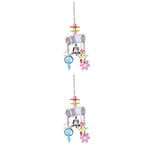 BCOATH 2pcs Parrots Birds and Chewing Conures Pet Cockatiels Flower Grinding Macaws Parakeets Pendant Biting Teeth Cage Resistant Cockatiel Small Tearing Chew Bird Bell Toys Hanging for