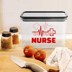 Nurse Heartbeat Red Cross Storage Box Plastic Food Organizer Container Canisters with Lid for Kitchen