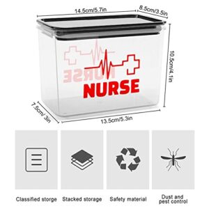 Nurse Heartbeat Red Cross Storage Box Plastic Food Organizer Container Canisters with Lid for Kitchen