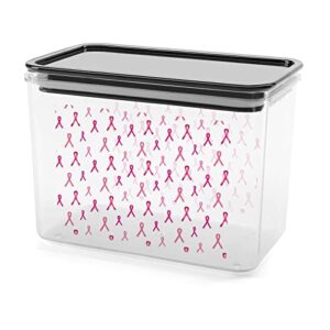 breast cancer ribbon storage box plastic food organizer container canisters with lid for kitchen