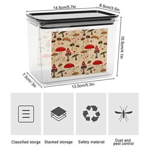 The Various Mushroom Art Storage Box Plastic Food Organizer Container Canisters with Lid for Kitchen