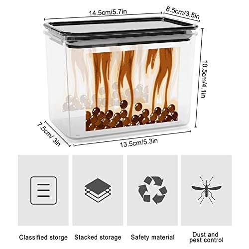 Bubble Tea in Brown Sugar Milk Tea Storage Box Plastic Food Organizer Container Canisters with Lid for Kitchen