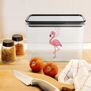 The Cute Beautiful Pink Flamingo Storage Box Plastic Food Organizer Container Canisters with Lid for Kitchen