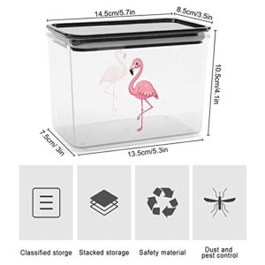 The Cute Beautiful Pink Flamingo Storage Box Plastic Food Organizer Container Canisters with Lid for Kitchen