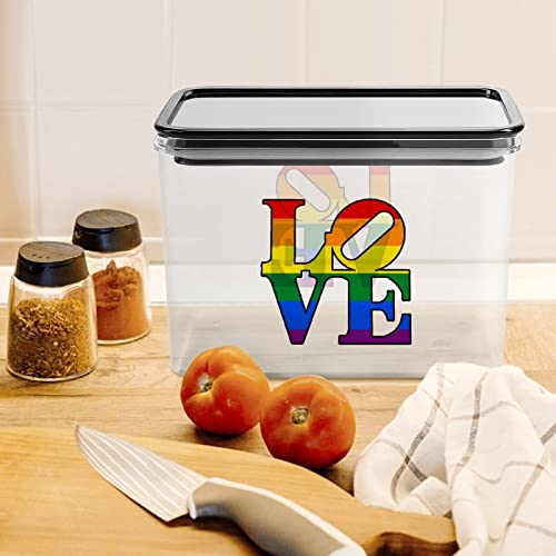 Love LGBT Gay Pride Storage Box Plastic Food Organizer Container Canisters with Lid for Kitchen