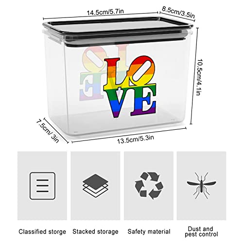 Love LGBT Gay Pride Storage Box Plastic Food Organizer Container Canisters with Lid for Kitchen