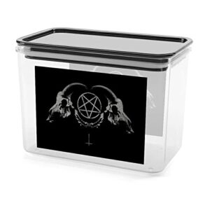 gothic occult satan penta symbol skull storage box plastic food organizer container canisters with lid for kitchen