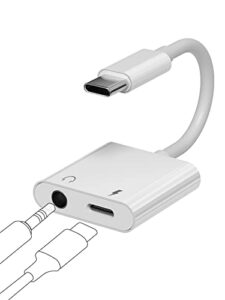usb type c to 3.5mm audio adapter, 2 in 1 type-c to aux jack with fast charging dongle cable cord, usb-c splitter compatible with samsung galaxy s23 s22 s21 s20, ipad pro, macbook, google pixel