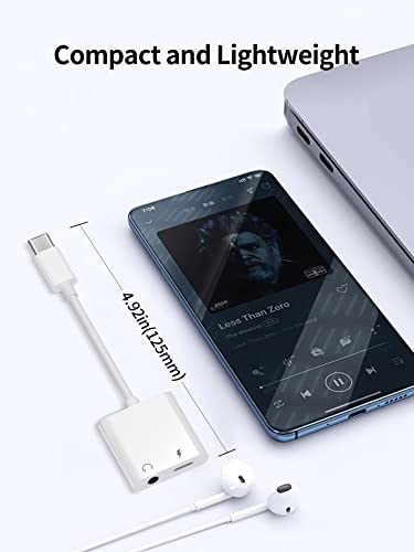 USB Type C to 3.5mm Audio Adapter, 2 in 1 Type-C to AUX Jack with Fast Charging Dongle Cable Cord, USB-C Splitter Compatible with Samsung Galaxy S23 S22 S21 S20, iPad Pro, MacBook, Google Pixel