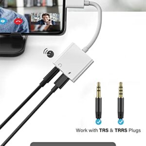 USB Type C to 3.5mm Audio Adapter, 2 in 1 Type-C to AUX Jack with Fast Charging Dongle Cable Cord, USB-C Splitter Compatible with Samsung Galaxy S23 S22 S21 S20, iPad Pro, MacBook, Google Pixel