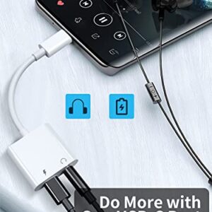 USB Type C to 3.5mm Audio Adapter, 2 in 1 Type-C to AUX Jack with Fast Charging Dongle Cable Cord, USB-C Splitter Compatible with Samsung Galaxy S23 S22 S21 S20, iPad Pro, MacBook, Google Pixel