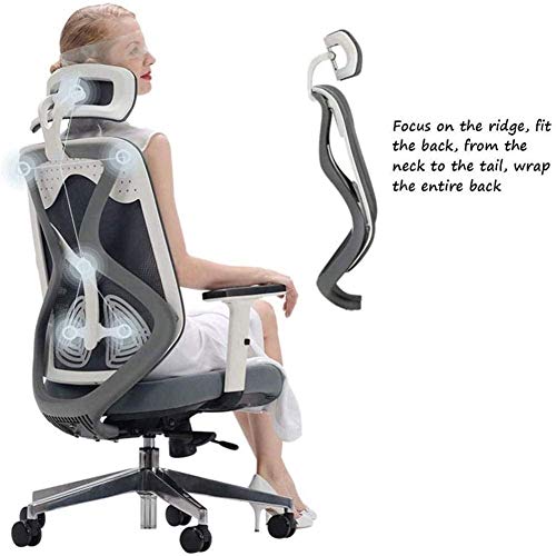 FKSDHDG Comfortable Office Chair Back Ergonomic Chair Swivel Office Chair with Head Support Adjustable Arms (Color : OneColor)