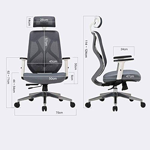 FKSDHDG Comfortable Office Chair Back Ergonomic Chair Swivel Office Chair with Head Support Adjustable Arms (Color : OneColor)