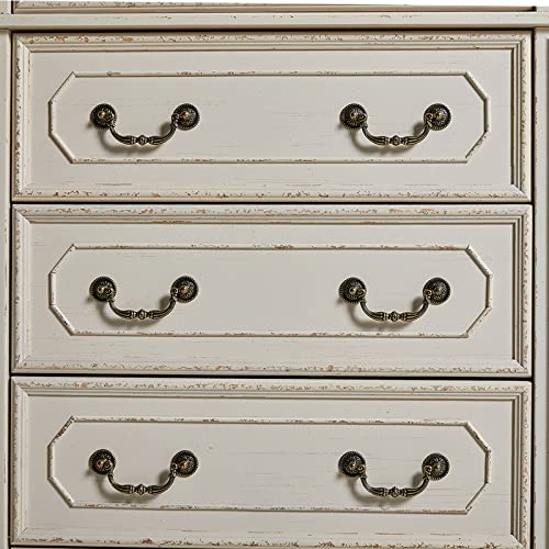 PaPaJet 5 Drawers Dresser Chests for Bedroom French Country Two Tone Chipped White
