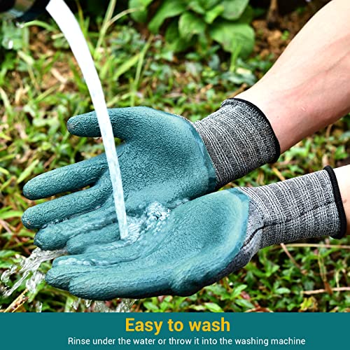 DOFOWORK 6 Pair Gardening Gloves for Women/Men, Breathable Natural Latex Garden Gloves with Grip, Outdoor Protective Working Gloves for Weeding, Raking and Pruning - Black & Green