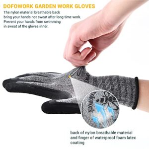 DOFOWORK 6 Pair Gardening Gloves for Women/Men, Breathable Natural Latex Garden Gloves with Grip, Outdoor Protective Working Gloves for Weeding, Raking and Pruning - Black & Green