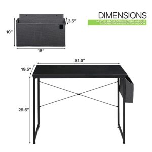 Magshion Writing Computer Desk, Light Walnut Modern Simple Style PC Desk with Storage Bag Space Saving Design for Gaming Room Office