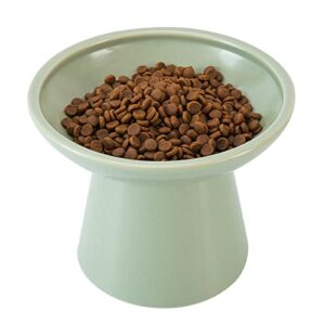 ceefu extra wide elevated cat bowls - ceramic cat food bowl 6.2" raised cat food bowls elevated shallow cat food dish, whisker fatigue, lead & cadmium free, 5" good height for cat feeding, green