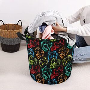 Gaming Controller Gamer Art Foldable Storage Basket Game Laundry Basket Waterproof Laundry Boys Hamper Dirty Clothes Organizer Bag Gift Bin for Living Room Boys Room Bedroom Bathroom Gamer Room Decor