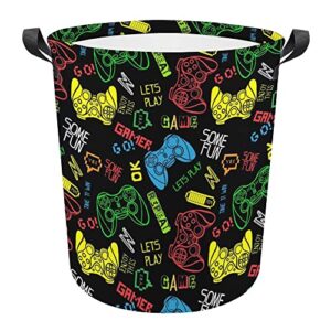 gaming controller art foldable storage basket game laundry basket waterproof laundry boys hamper dirty clothes organizer bag gift bin for living room boys room bedroom bathroom gamer room decor