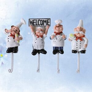 Cabilock Towel Hook 4 pcs Decor Mounted Steel Keys Heavy Rack Kitchen Bathroom Duty Resin Hanging Hook Chef Wall Accessories Door Coat Towels Hooks Adhesive Hanger for Stainless Cartoon Towel Hooks