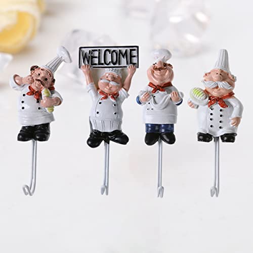 Cabilock Towel Hook 4 pcs Decor Mounted Steel Keys Heavy Rack Kitchen Bathroom Duty Resin Hanging Hook Chef Wall Accessories Door Coat Towels Hooks Adhesive Hanger for Stainless Cartoon Towel Hooks