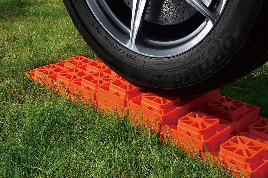 SEAFLO Heavy Duty RV Leveling Blocks Compatible with Single Wheels, Double Wheels, Hydraulic Jacks, Tongue Jacks and More Orange 10 Pack