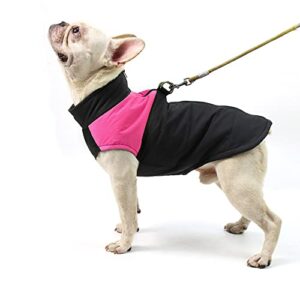 Color Block Warm Dog Coat Vest Jacket Waterproof Coat with Leash Hole for Dogs Pink L