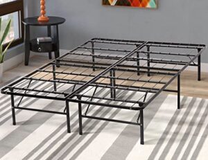 ckofgdsue 14 inch high full size bed frame foldable easy assembly platform bed with steel slat support & storage space for bedroom camping tent noise free metal bed frame full no box spring needed
