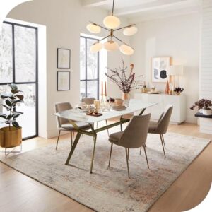 HERNEST 63" White Sintered Stone Dining Room Table for 4-6, Modern Heavy Duty Dining Table with Marble Texture Table Top and Golden Stainless Steel Legs Minimalist Kitchen Table for Living Room