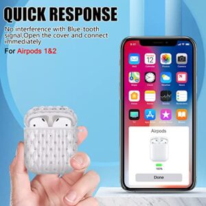 Glitter Diamond Design for AirPods 1/2 Case with Pearl Wrist Chain Keychain,Clear Sparkle Bling Cristal Protective Skin Cover for Airpod 2nd Generation TPU Shock Proof for Women Girls