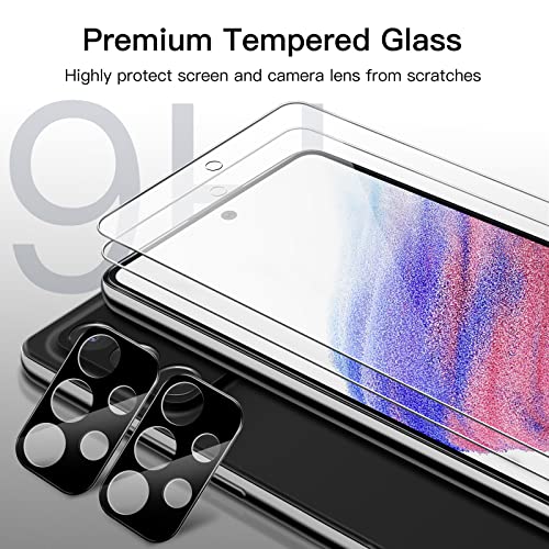 JETech Screen Protector for Samsung Galaxy A53 5G with Camera Lens Protector, Tempered Glass Film, HD Clear, 2-Pack Each