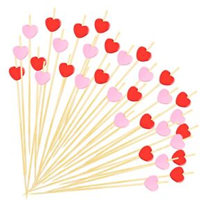 yssai 200 counts heart cocktail picks red pink heart fancy toothpicks 4.7 inch handmade bamboo cocktail skewers sticks for valentine's day wedding mother's day birthday baby shower party supplies