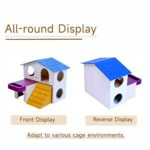 BEEMERIT Pet Small Animal Hideout Hamster House with Funny Climbing Ladder Slide Wooden Hut Play Toys Chew Toys for Small Animals Like Dwarf Hamsters and Guinea Pigs