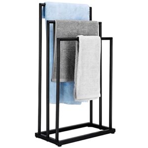 free standing towel rack, 3 tier stainless steel towel racks for bathroom, freestanding towel rack stand for bath hand towel, washcloths, bath towels drying rack stand for bedroom, bathroom, pool