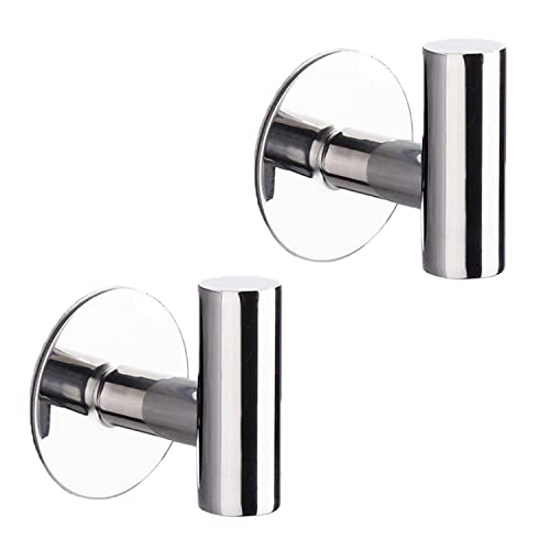 YudaYuiw Adhesive Hooks Heavy Duty Wall Hooks Stainless Steel Waterproof Shower Hooks, Adhesive (Polished Silver)