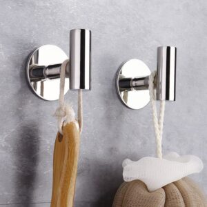 YudaYuiw Adhesive Hooks Heavy Duty Wall Hooks Stainless Steel Waterproof Shower Hooks, Adhesive (Polished Silver)