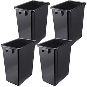4 pcs trash cans 10.6 gallon commercial garbage can trash bins, plastic rectangular trash can wastebasket recycle bin for commercial office, kitchen, restaurant, home, black