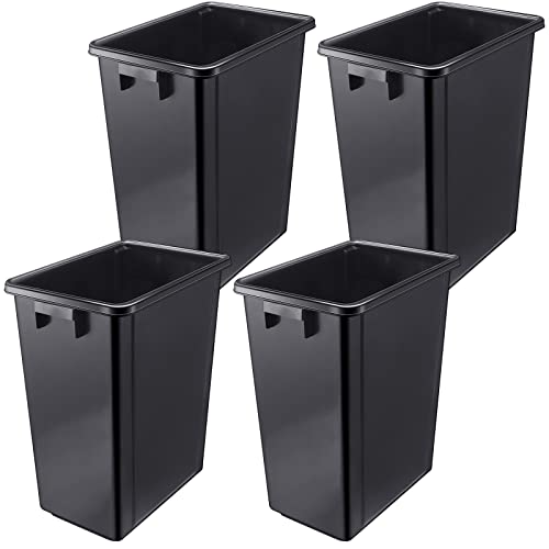 4 Pcs Trash Cans 10.6 Gallon Commercial Garbage Can Trash Bins, Plastic Rectangular Trash Can Wastebasket Recycle Bin for Commercial Office, Kitchen, Restaurant, Home, Black