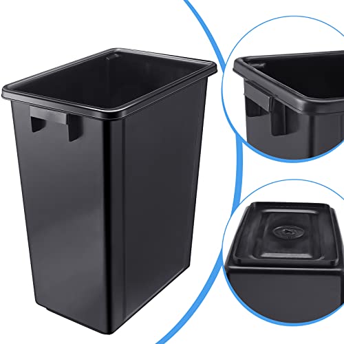 4 Pcs Trash Cans 10.6 Gallon Commercial Garbage Can Trash Bins, Plastic Rectangular Trash Can Wastebasket Recycle Bin for Commercial Office, Kitchen, Restaurant, Home, Black