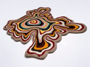 naz carpet irregular shaped throw rug illusion pattern hand-tufted 100% wool handmade area rug (color multi, 6x6 feet)
