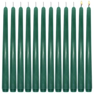 10 Inches Green Unscented Taper Candles for Spring and St. Patrick's Day, 12 Pcs 7/8 Inch Thin Candle Sticks for Dinner, Party, Christmas, Home Decoration and Emergency