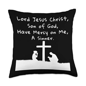 zealotdecals lord jesus christ have mercy on me a sinner catholic prayer throw pillow, 18x18, multicolor